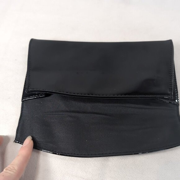 Dior Beauty Black Faux Patent Leather Clutch Wallet Bag Makeup Folder Christian - Picture 6 of 11
